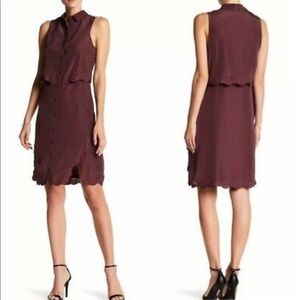 Parker | Maroon Lace Button Up Shirt Dress
